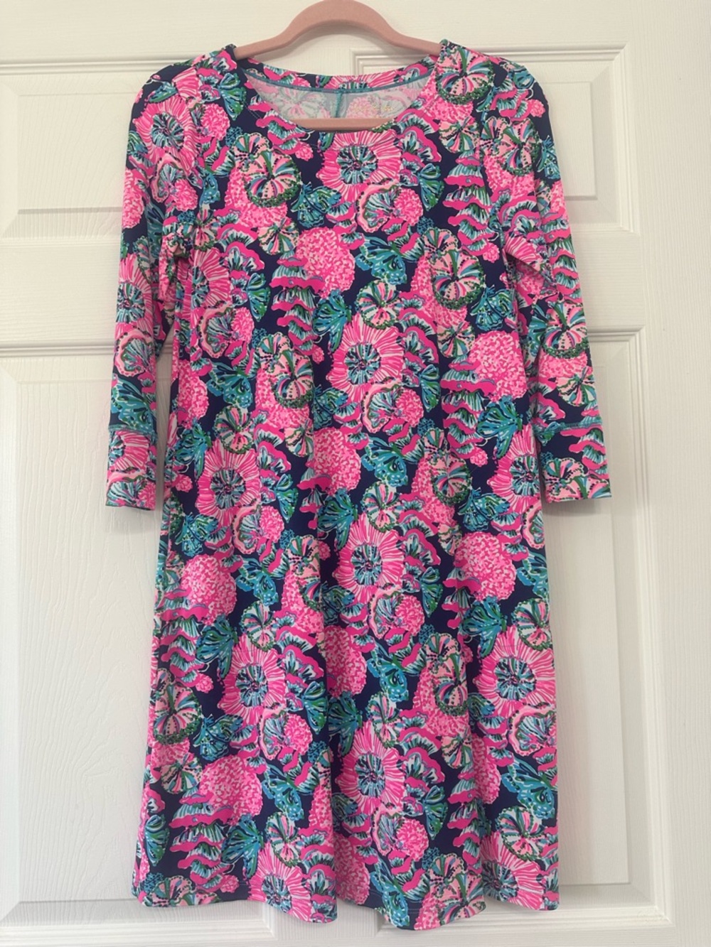 Chilly lilly solia Lilly Pulitzer Pink & Navy Floral Shift Dress